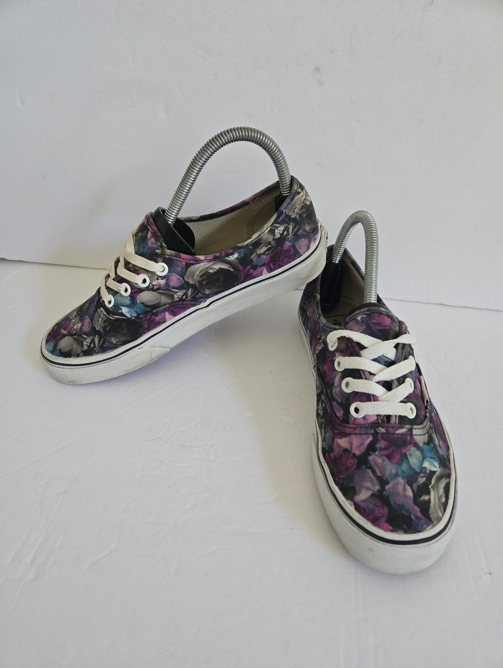 Vans Authentic Floral Roses Purple Blue Shoes Size 7.5 - Picture 7 of 13